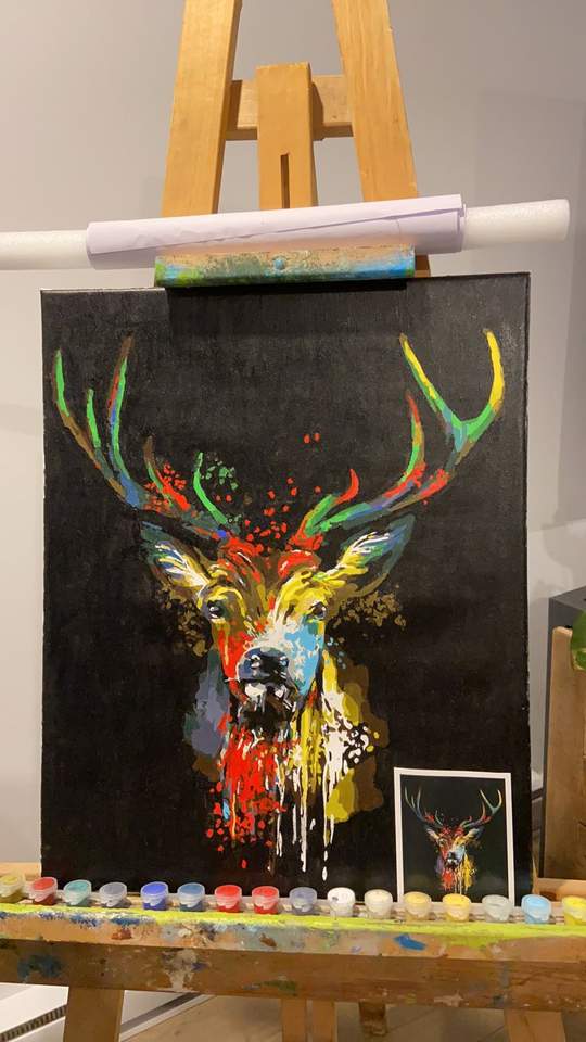 Pintura por números de ciervo terminada