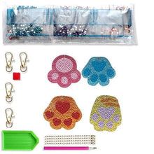 Cargar imagen en el visor de la galería, Colgante Diamond Painting Huellas de Perro Conjunto de 4 piezas