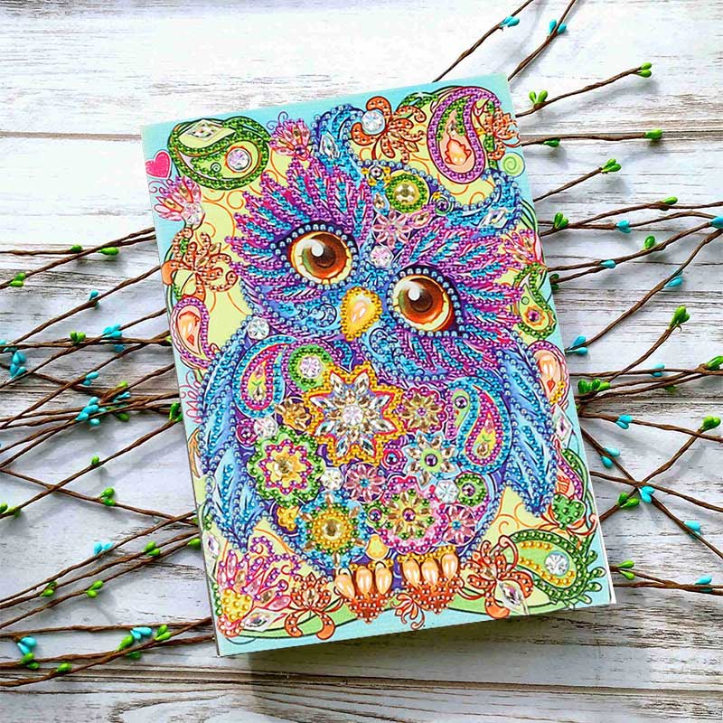 BAISHUWU Set De 2 Cuadernos A5 Con Diamantismo (diamond Painting) – Mandala Brillante, Tapa De Piel Sintética, Ideal Para Manualidades Y Regalos