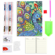 Cargar imagen en el visor de la galería, Cuaderno Diamond Painting Pavo Real