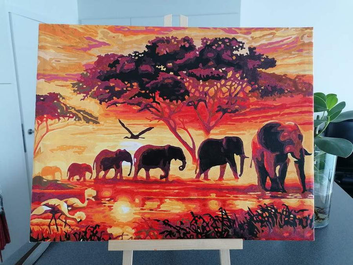 Pintura por números de elefantes terminada