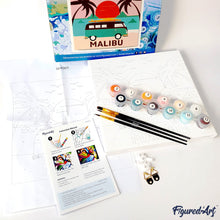 Cargar imagen en el visor de la galería, Mini Pintura por Números 20x20cm con bastidor - Pájaro rojo de invierno