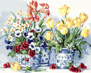 Pintar por números - Ramos de flores y jarrones bonitos