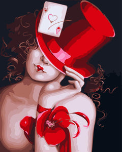 Pintar por números - Mujer sexy roja y carta