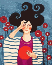 Cargar imagen en el visor de la galería, Pintar por números - Mujer roja y retrato redondo