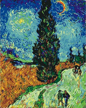 Cargar imagen en el visor de la galería, Pintar por números | Van Gogh - El camino de los cipreses | Novedades Reproducción de obras de arte Paisajes Van Gogh Avanzado | FiguredArt
