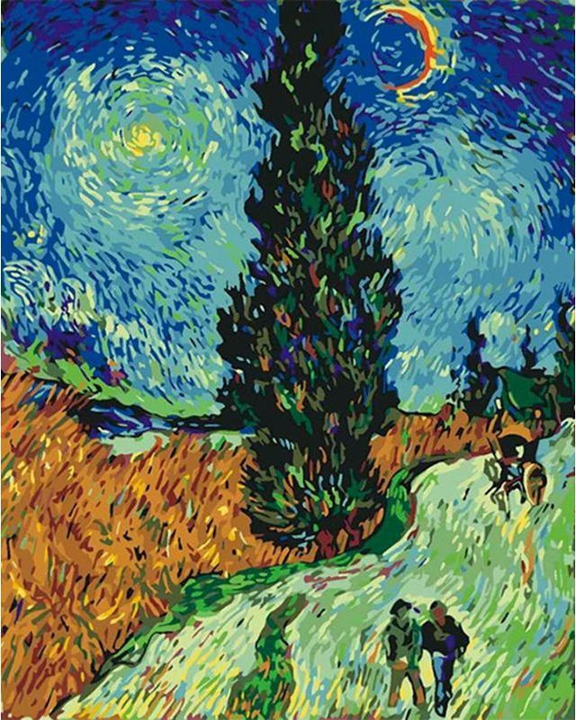 Pintar por números | Van Gogh - El camino de los cipreses | Novedades Reproducción de obras de arte Paisajes Van Gogh Avanzado | FiguredArt