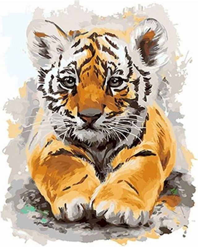 Pintar por números | Un adorable bebé tigre | Novedades Animales Tigres Avanzado | FiguredArt