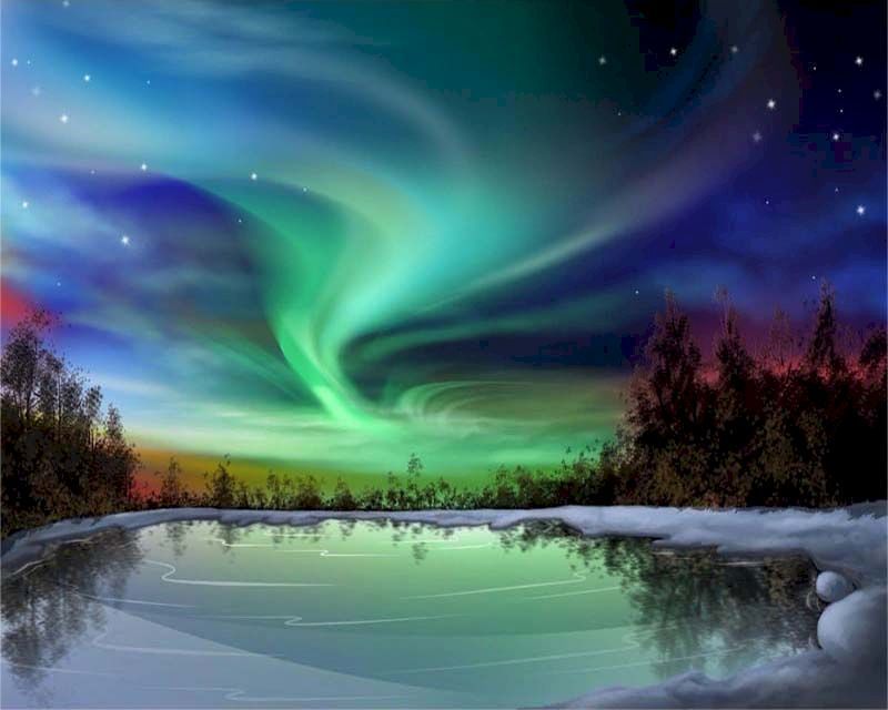 Pintar por números | Aurora boreal | Novedades Paisajes Fácil | FiguredArt