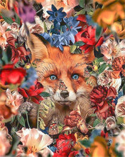 Cargar imagen en el visor de la galería, Pintar por números | Zorro en las flores | Novedades Flores Animales Zorros Avanzado | FiguredArt