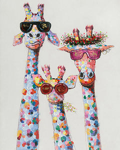 Pintar por numeros Figured'Art - Familia de jirafas de pop art