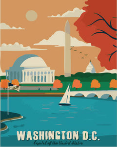 Pintar por numeros Figured'Art - Póster de viaje Washington D.C.