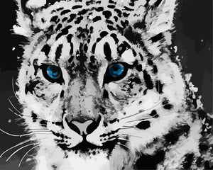 Retrato de un tigre con ojos azules