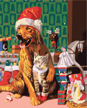 Cargar imagen en el visor de la galería, Perro y gato en Navidad