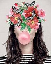 Cargar imagen en el visor de la galería, Pintar por numeros Figured&#39;Art - Chicle con flores y mariposas