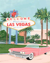 Cargar imagen en el visor de la galería, Pintar por numeros Figured&#39;Art - Póster de viaje Bienvenido a Las Vegas