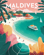 Cargar imagen en el visor de la galería, Diamond Painting - Póster de viaje Las Maldivas