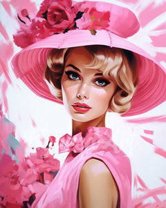 Diamond Painting - Diva con un Sombrero Rosa