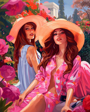 Cargar imagen en el visor de la galería, Diamond Painting - Hermanas en un Jardín Rosa