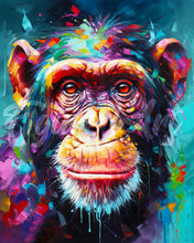Cargar imagen en el visor de la galería, Diamond Painting - Diamond Painting - Chimpancé Abstracto Colorido 40x50cm con bastidor montado