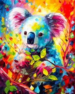 Diamond Painting - Diamond Painting - Koala Abstracto Colorido 40x50cm con bastidor montado