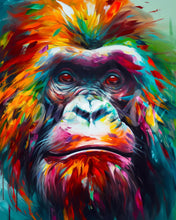 Cargar imagen en el visor de la galería, Diamond Painting - Diamond Painting - Orangután Abstracto Colorido 40x50cm con bastidor montado