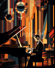 Cargar imagen en el visor de la galería, Diamond Painting - Hombre Art Deco al piano