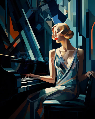 Diamond Painting - Mujer Art Deco al piano