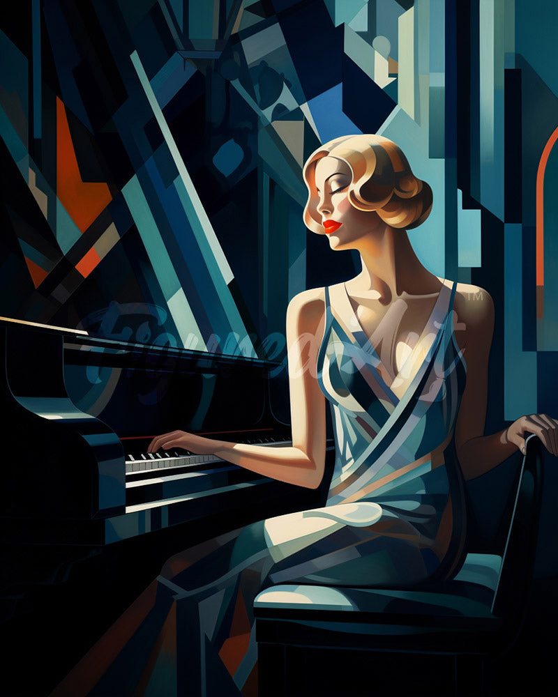 Diamond Painting - Mujer Art Deco al piano
