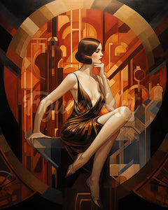 Diamond Painting - Mujer Art Deco sentada