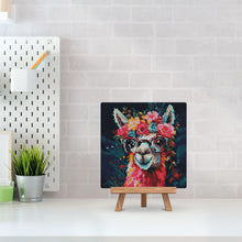 Cargar imagen en el visor de la galería, Mini Diamond Painting 25x25cm - Llama Fantasía con Flores