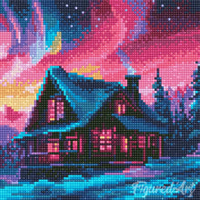 Cargar imagen en el visor de la galería, Mini Diamond Painting 25x25cm - Casa bajo el Cielo de la Aurora