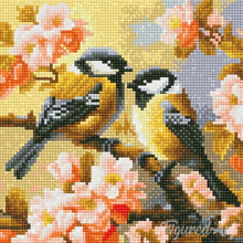 Cargar imagen en el visor de la galería, Mini Diamond Painting 25x25cm - Pareja de Pájaros entre Flores