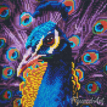 Cargar imagen en el visor de la galería, Mini Diamond Painting 25x25cm - Pavo Real Elegante