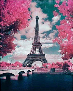 Punto de Cruz - Torre Eiffel en flores