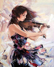 Cargar imagen en el visor de la galería, Diamond Painting - Violinista en vestido morado