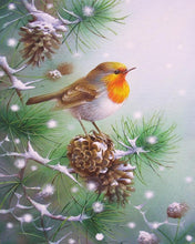Cargar imagen en el visor de la galería, Diamond Painting - Pequeños conos de pájaros y pinos