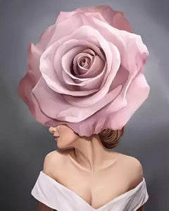 Diamond Painting - Mujer en flor rosa