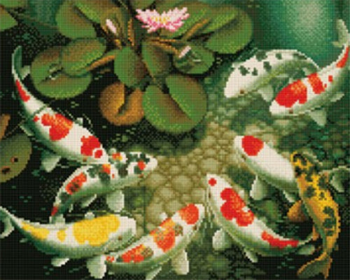 Diamond Painting - Carpas Koi y nenúfares