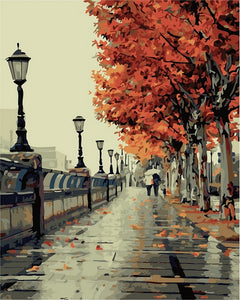 Diamond Painting - Centro de ciudad en otoño