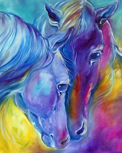 Diamond Painting - Pareja de caballos azules