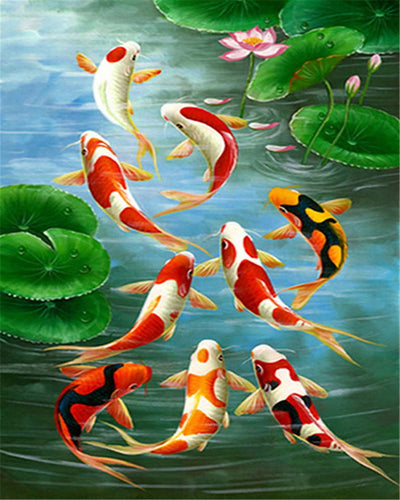 Diamond Painting - Carpas Koi en el estanque