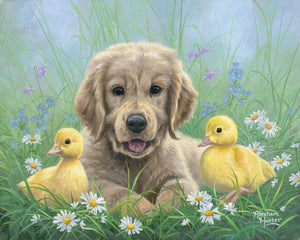 Pintar Por Números - Labrador y pollitos - Figuredart - Intermedio Animales Perros Pájaros Novedades