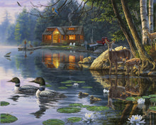 Cargar imagen en el visor de la galería, Pintar Por Números - Chalet en el lago - Figuredart - Intermedio Animales Pájaros Patos Novedades
