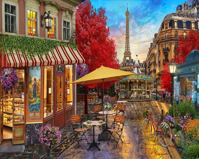 Pintar por números Terraza en París Figured'Art Intermedio Novedades Ciudades Paisajes