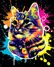 Cargar imagen en el visor de la galería, Punto de Cruz - Gato de Splash Arte Pop