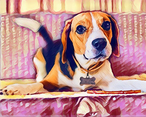 Punto de Cruz Diamante - Diamond Painting - Beagle lindo 40x50cm con bastidor montado