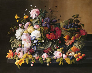 Diamond Painting - Flores y frutas - Severin Roesen 40x50cm con bastidor montado