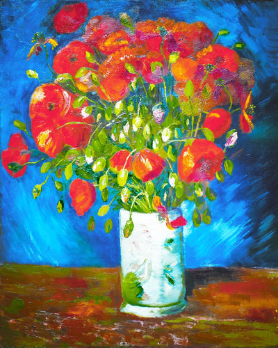 Punto de Cruz Diamante - Jarrón con amapolas rojas - Van Gogh