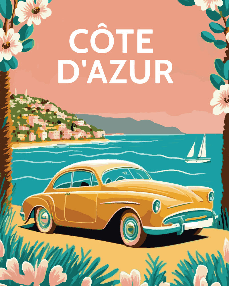 Póster de viaje Costa Azul